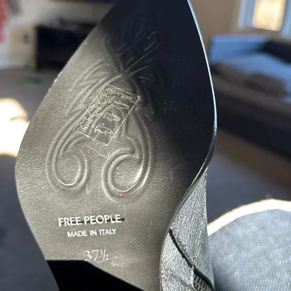 NEW Free People Brayden Western Boots Leather, Steel Metallic Silver - Picture 8 of 11